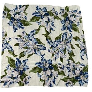 Vintage Echo Club 7 silk scarf blue & white with green floral print 31" square